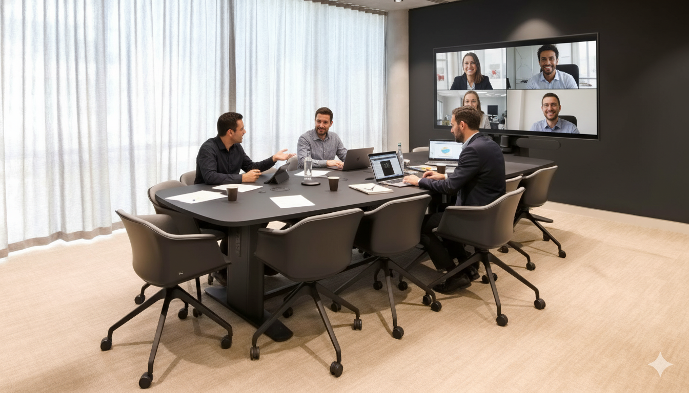 Modern meeting room with AV equipment