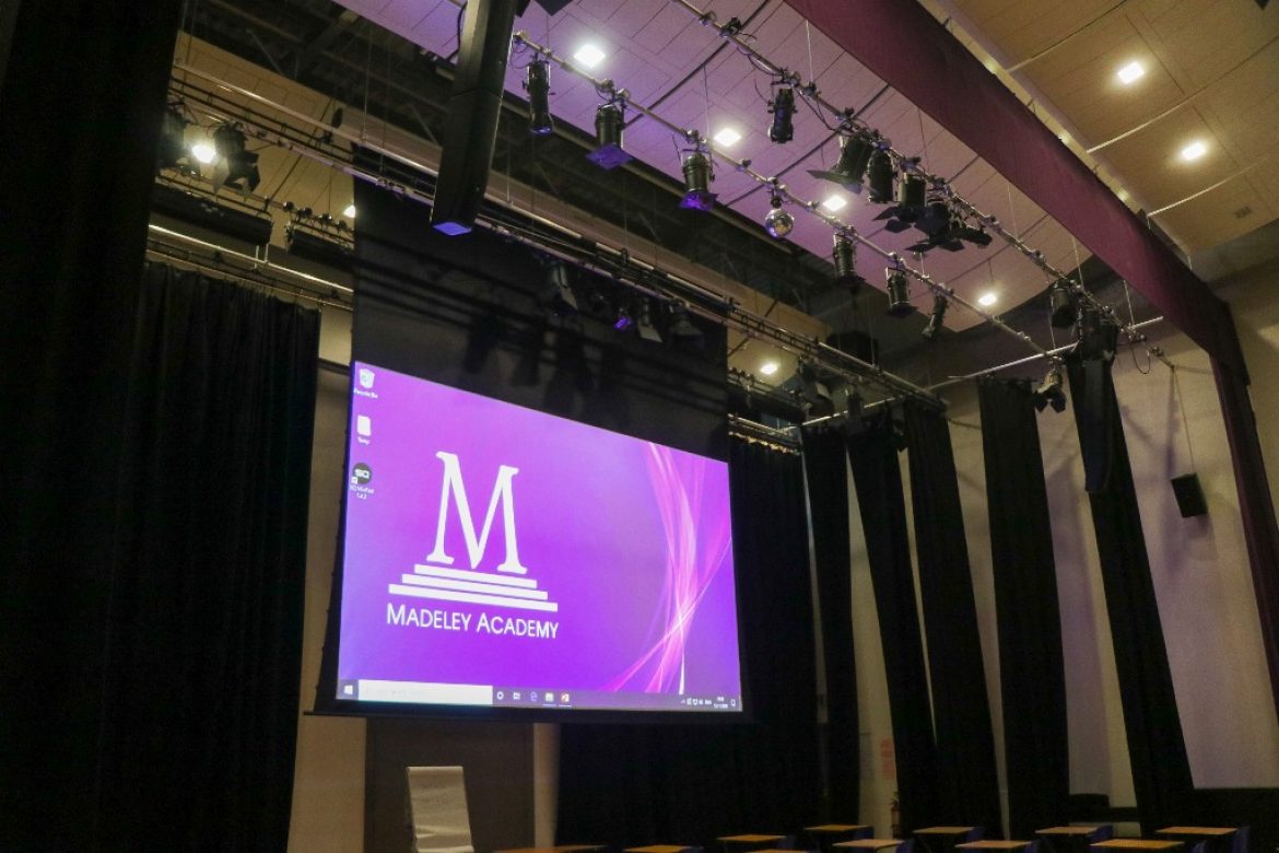 Complete AV upgrade for Madeley Academy theatre, projector screen